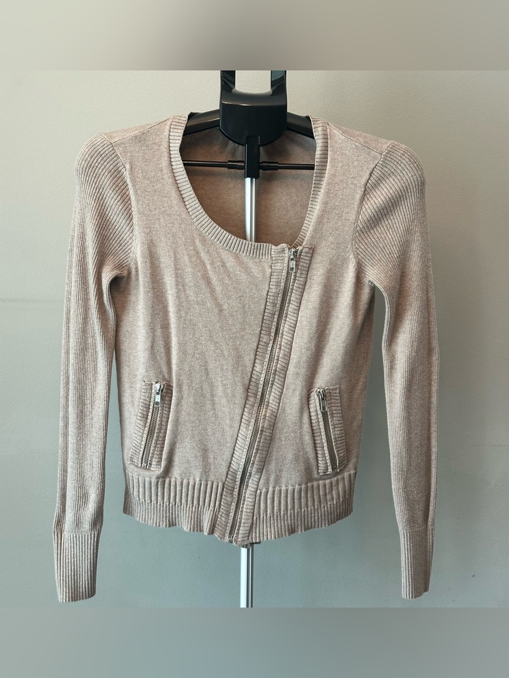Victoria’s Secret Moto Zip Up Cardigan Oatmeal Cashmere Blend XS